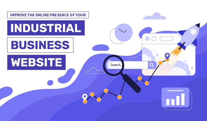 15+ SEO strategies to improve your industrial business online presence banner by Marketing Grey