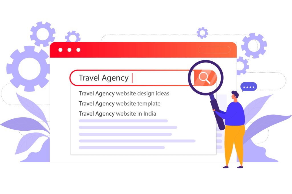 Travel agency search and autocomplet integrated website banner by Marketing Grey